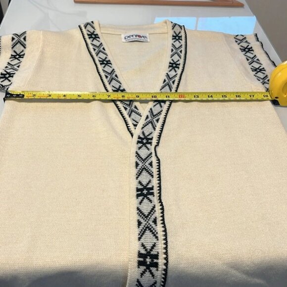 70's Aztec print short sleeve cardigan wrap with belt cream black hippy boho - Picture 7 of 8